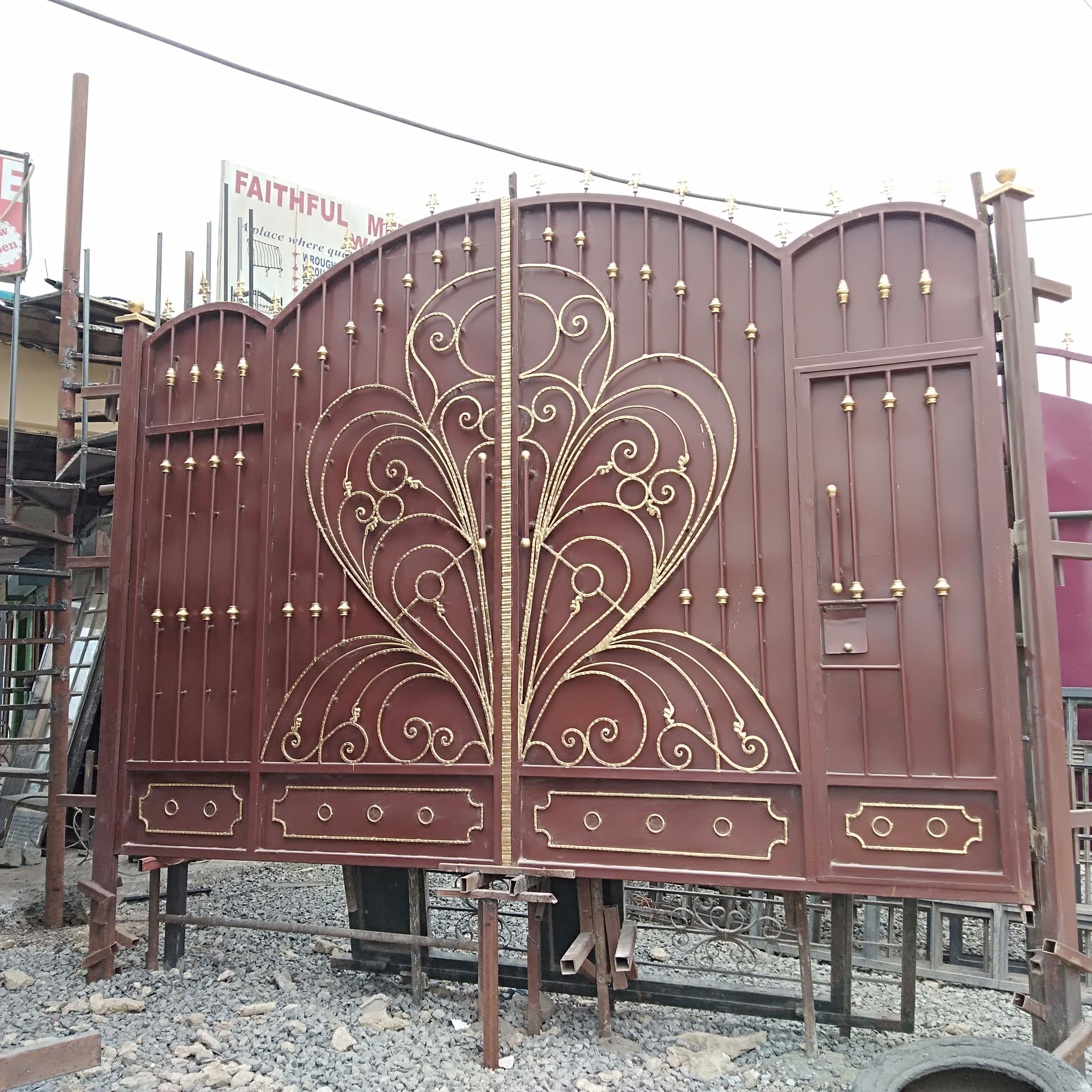 wrought iron solid and grill gate b